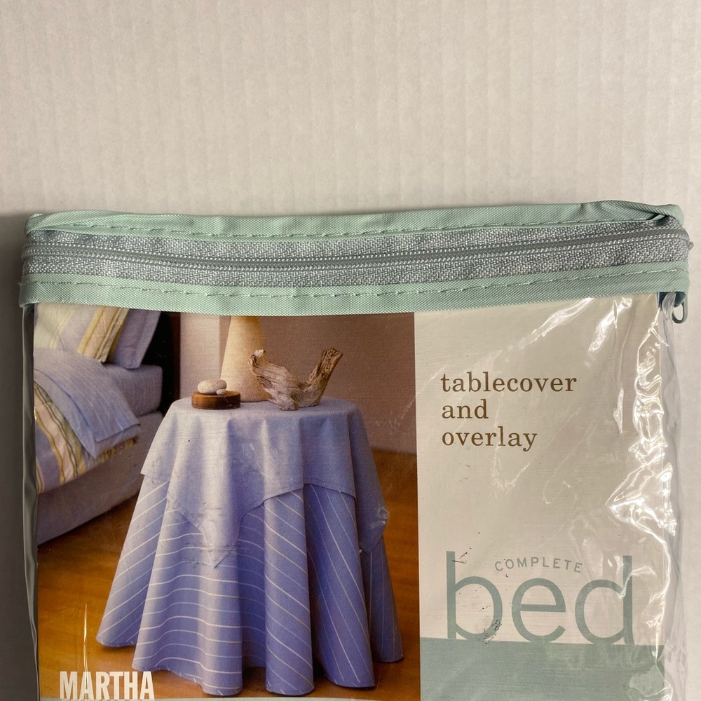 Martha Stewart  stripe table cover & over lay new in packaging vintage
